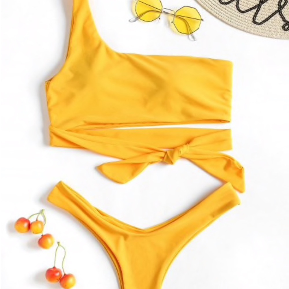Zawful yellow wrap bikini cheeky